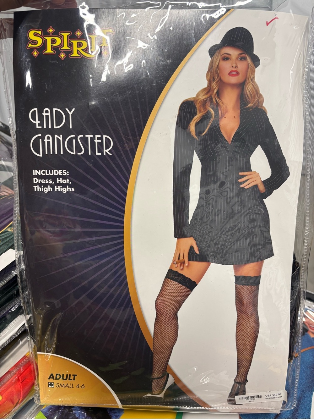 Adult Womenโs Small 4-6 Gangster Dress Costume